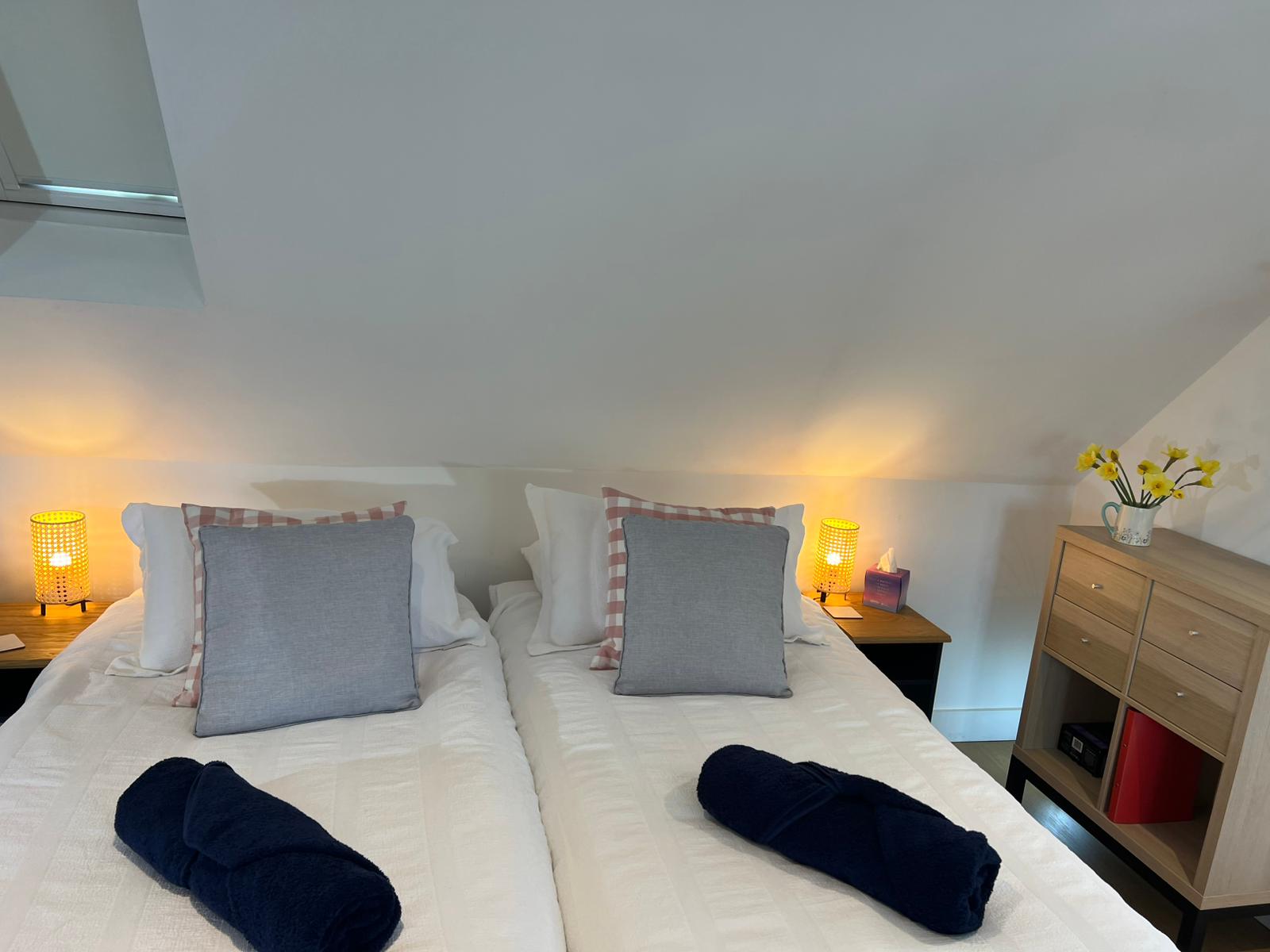 Cosy bedroom with warm lighting