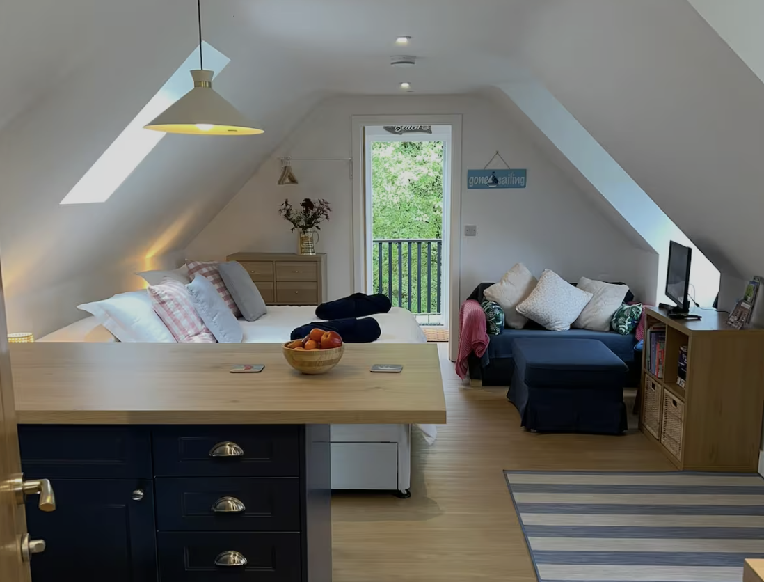 Open-plan living space at The Den at the Damsons
